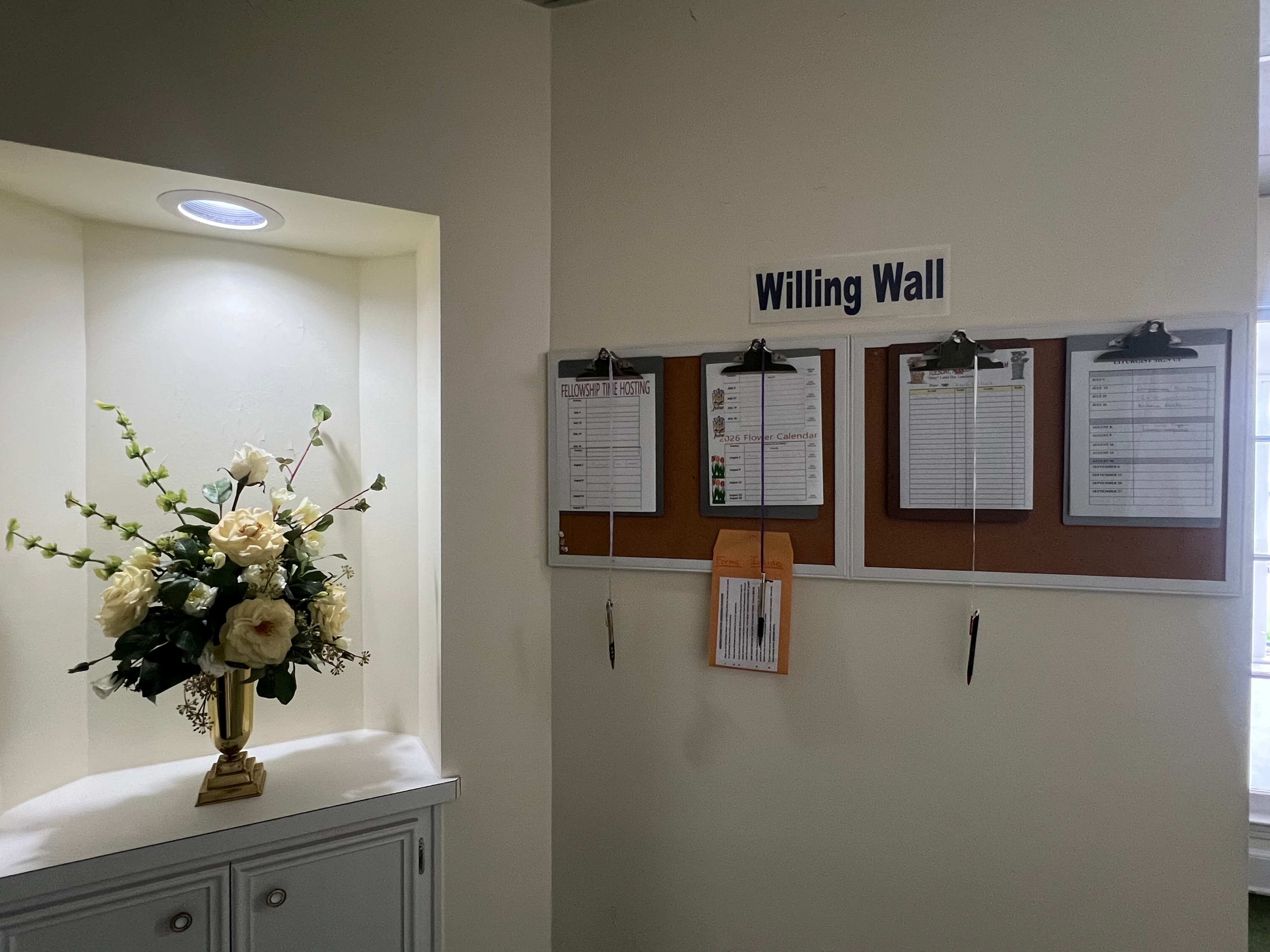 The Willing Wall — ministry opportunities at First Presbyterian